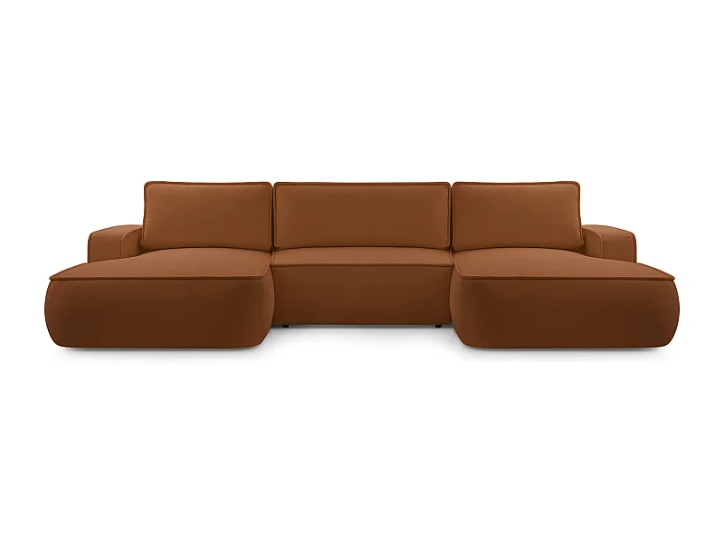 AX LIVING Canapé en U avec fonction lit Ablia 364 cm rouge brique