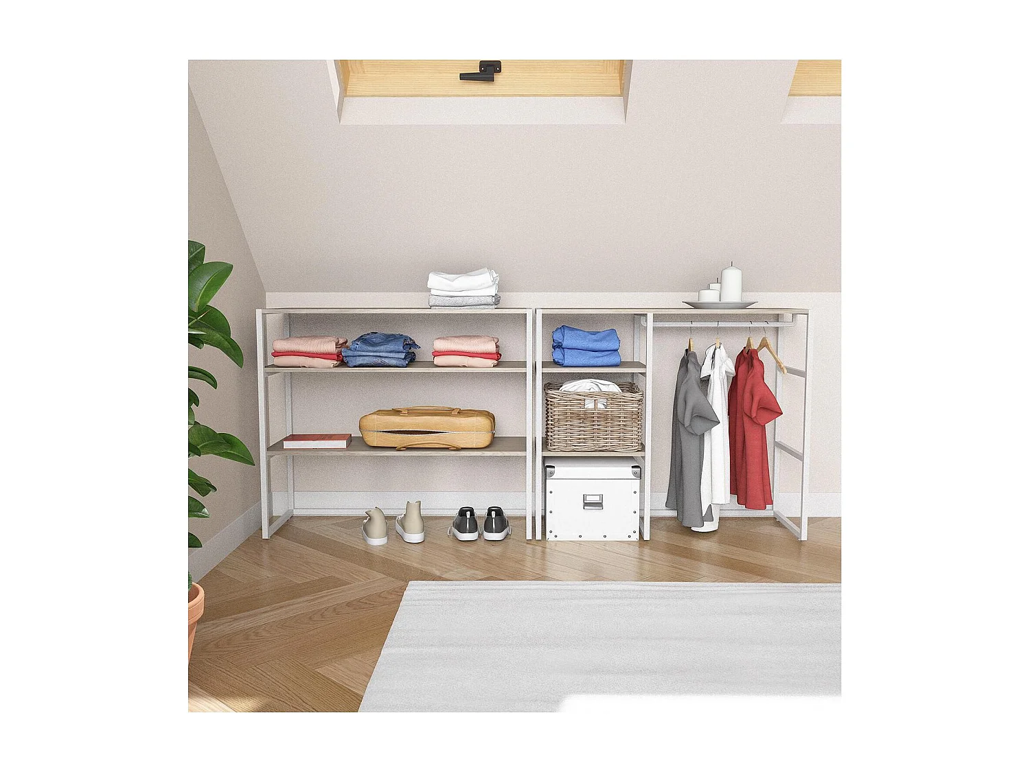 2er-Set modulare Dachboden-Kleiderständer 200x85cm KADRA