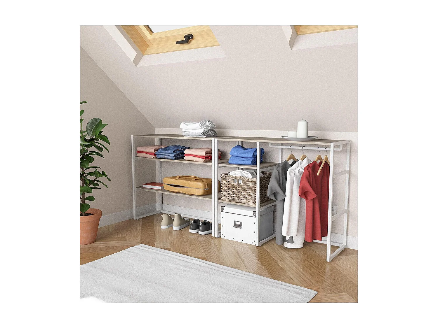 2er-Set modulare Dachboden-Kleiderständer 200x85cm KADRA