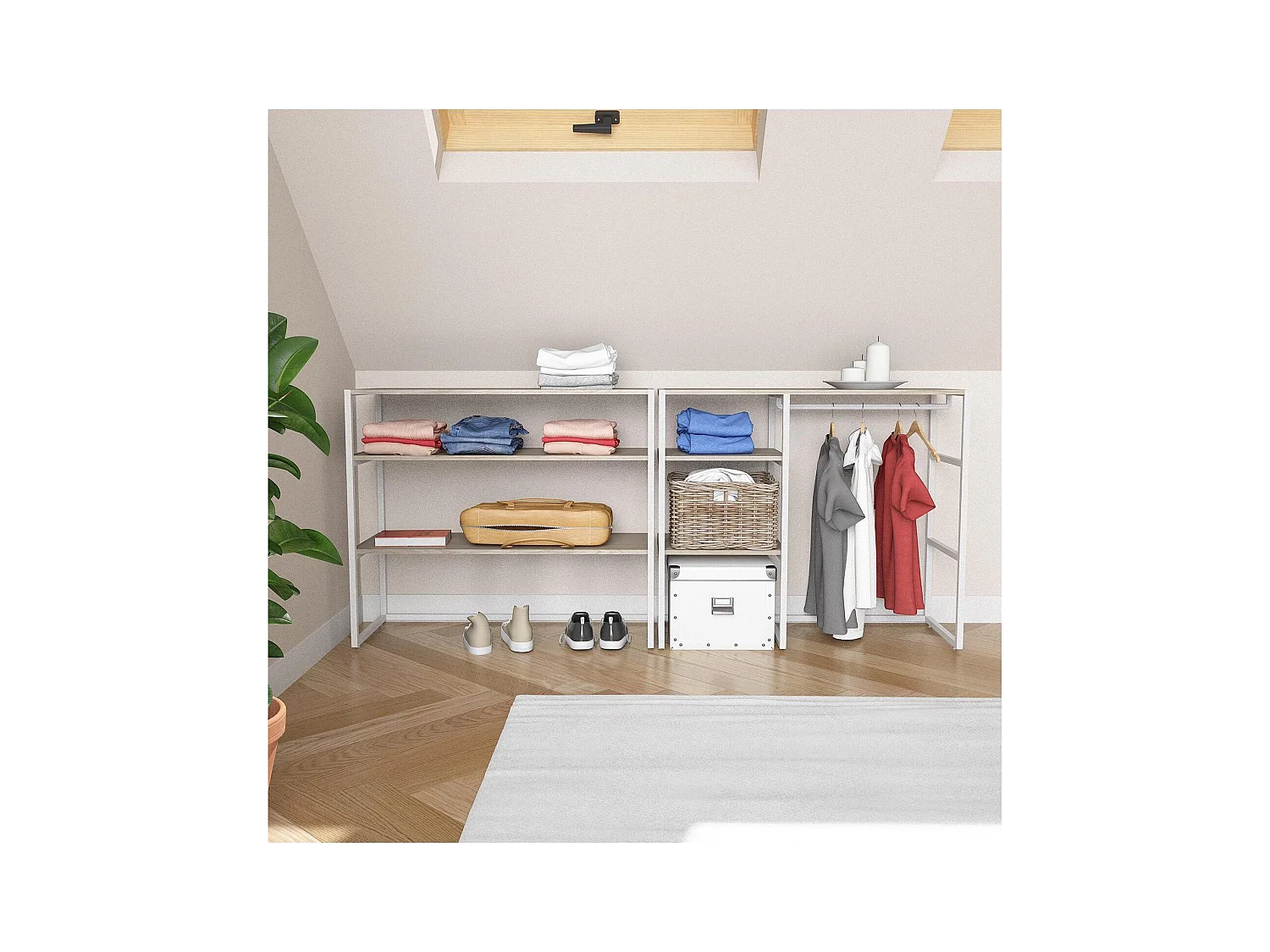 Lot de 2 portants vêtements sous combles modulables 200x85cm