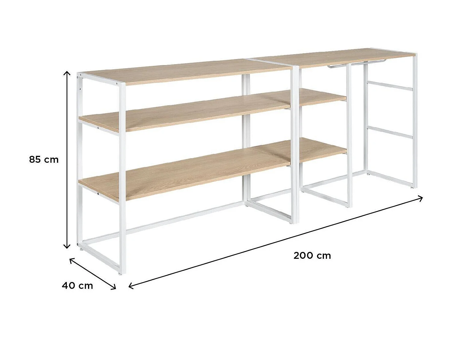 Lot de 2 portants vêtements sous combles modulables 200x85cm