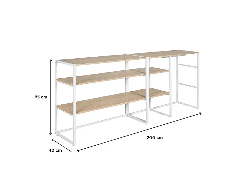 Set van 2 modulaire zolderkledingrekken 200x85cm KADRA