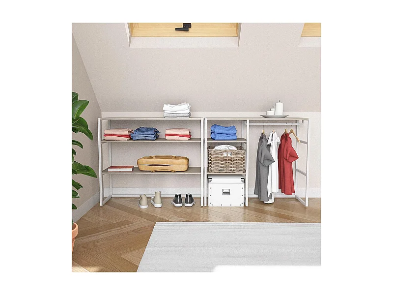 Lot de 2 portants vêtements sous combles modulables 200x85cm