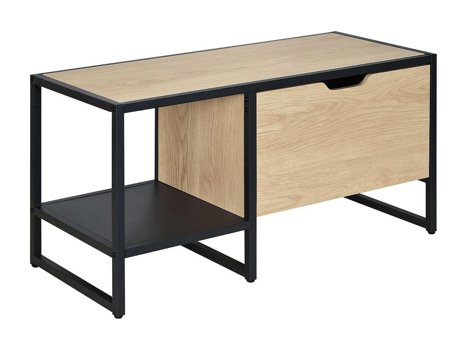 Banc rangement chaussures bois et métal 90x46cm