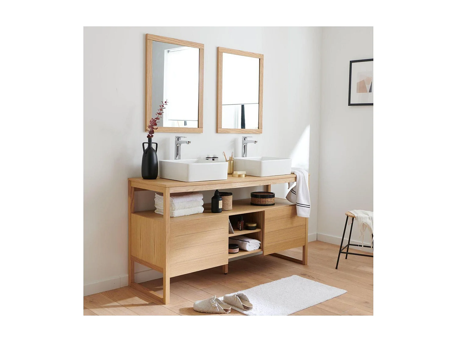 Ensemble meuble double vasque ATOLL 140 cm + Vasques + Robinets