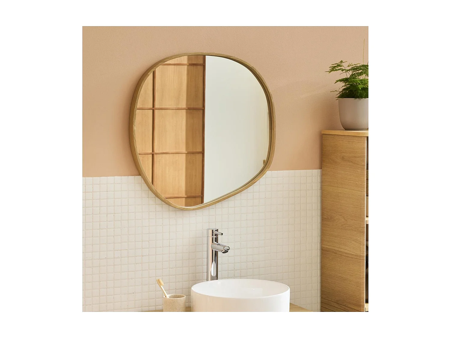 Espejo piedra roble 60x60cm LEONIE