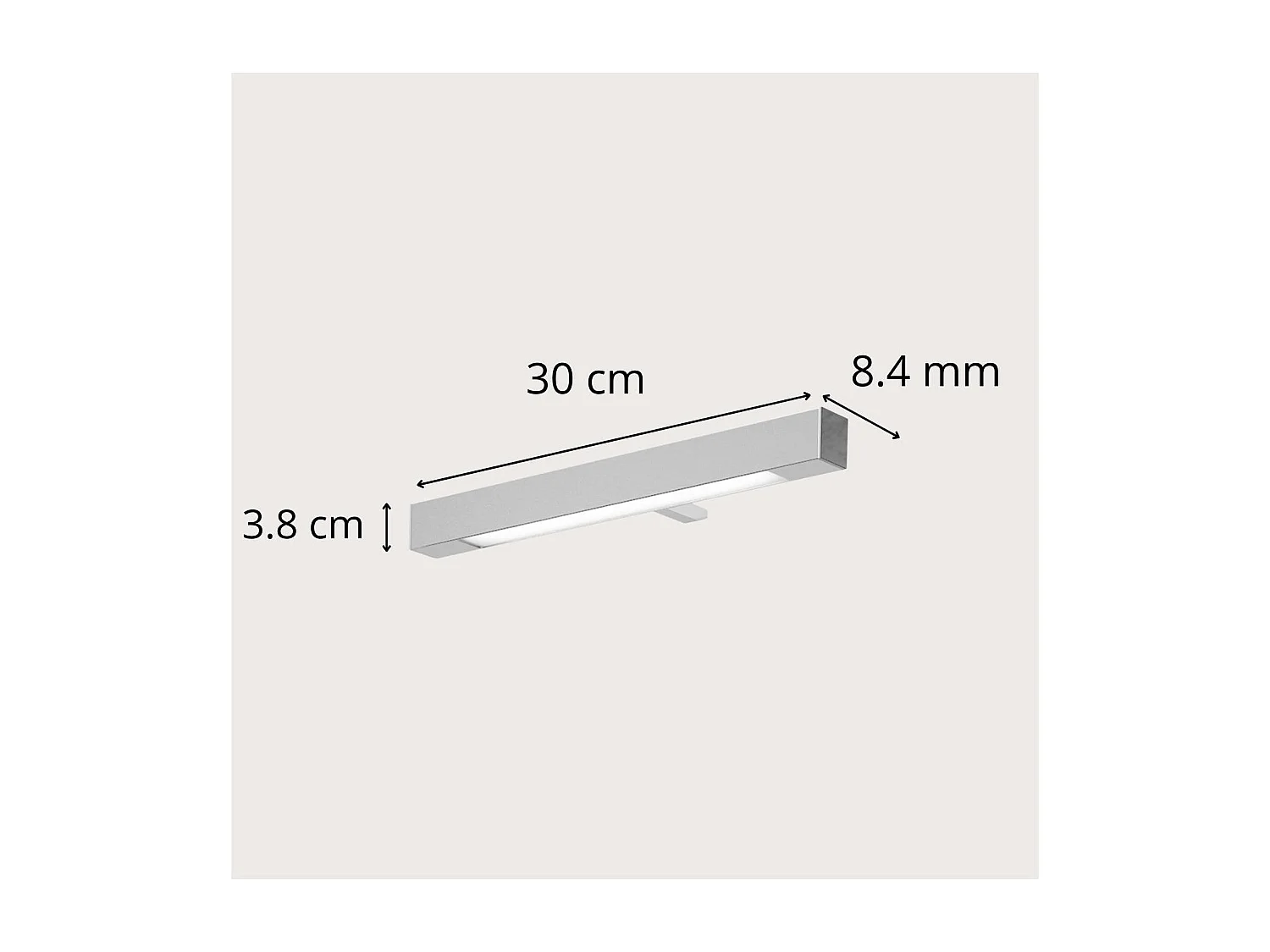 Spot LED pour miroir rectangulaire chromé 30cm