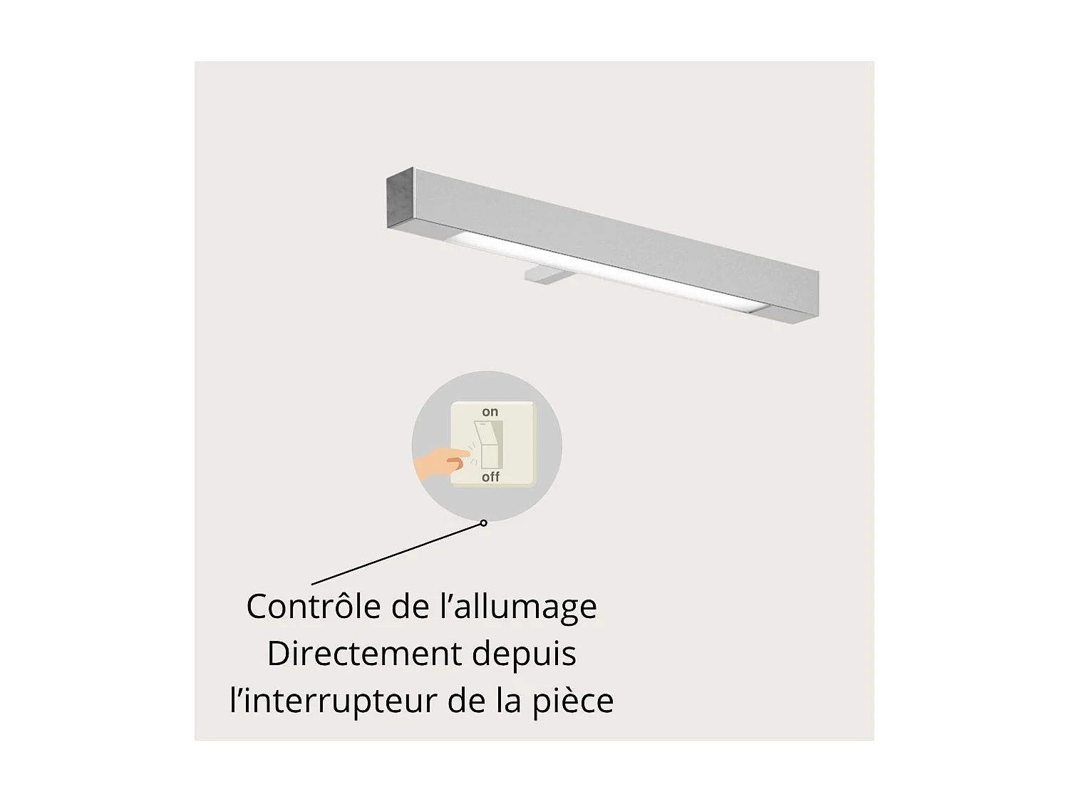 Spot LED pour miroir rectangulaire chromé 30cm