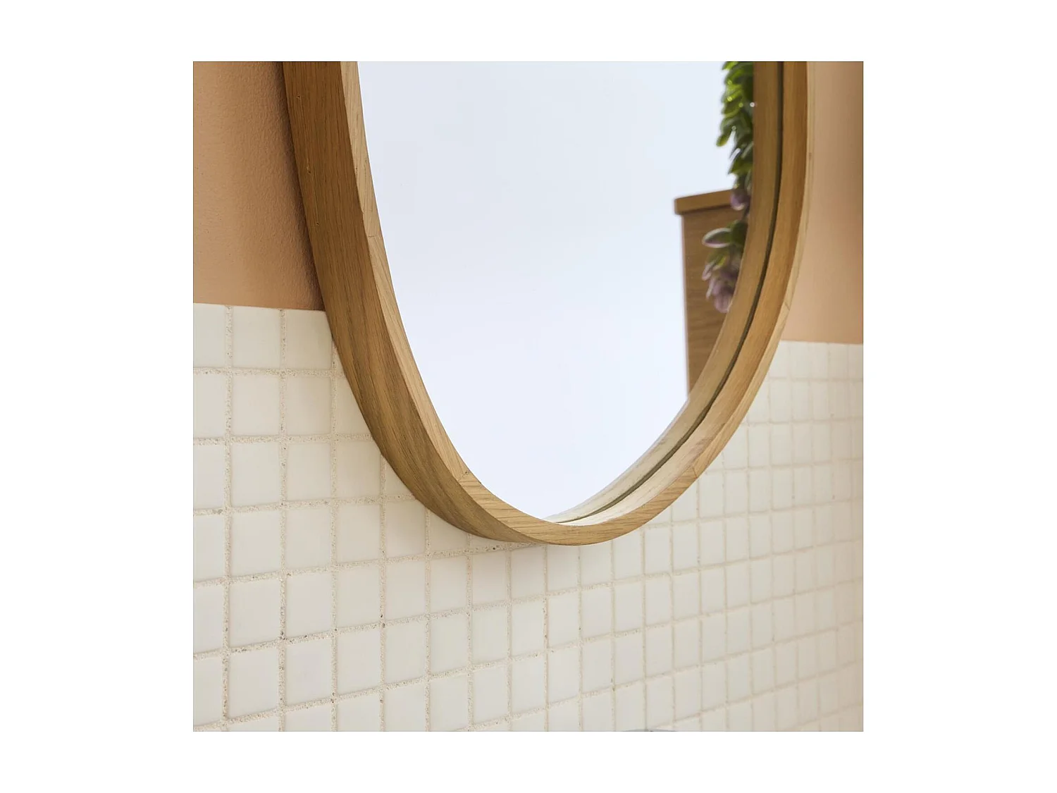 Miroir galet réversible en chêne 40x65cm