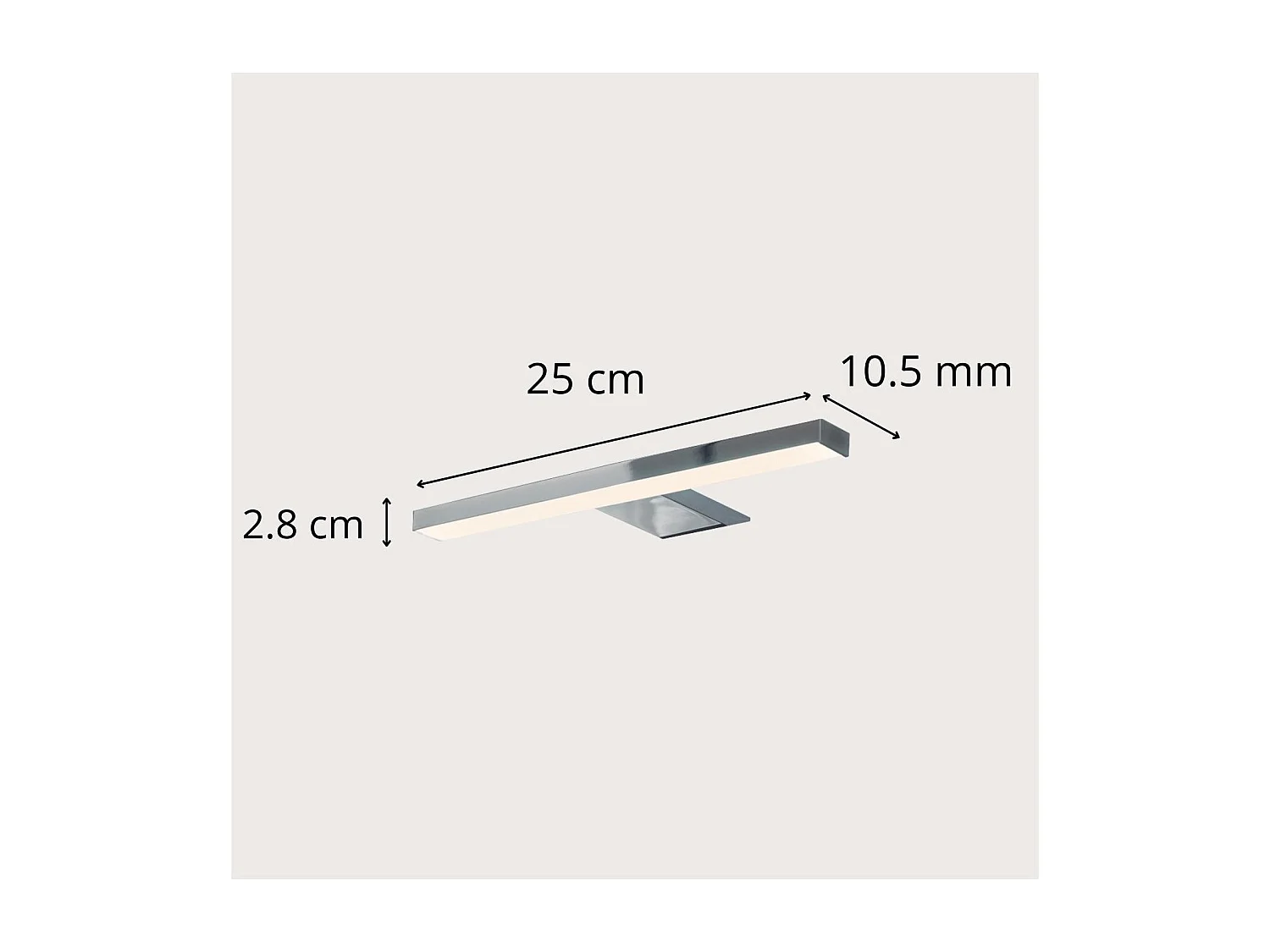 Spot LED pour miroir en plastique chromé 25cm