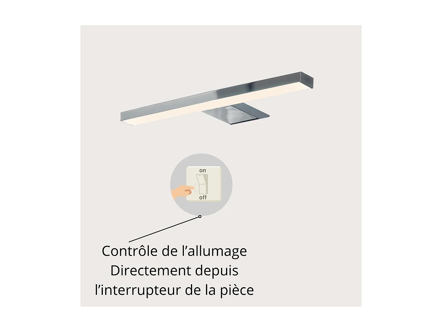 Spot LED pour miroir en plastique chromé 25cm