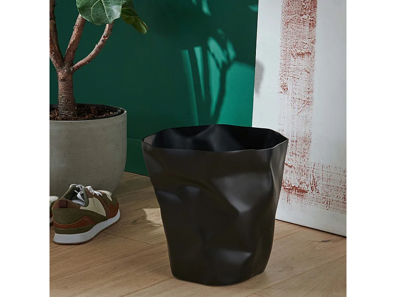 Poubelle de bureau effet froissé noire 16litres