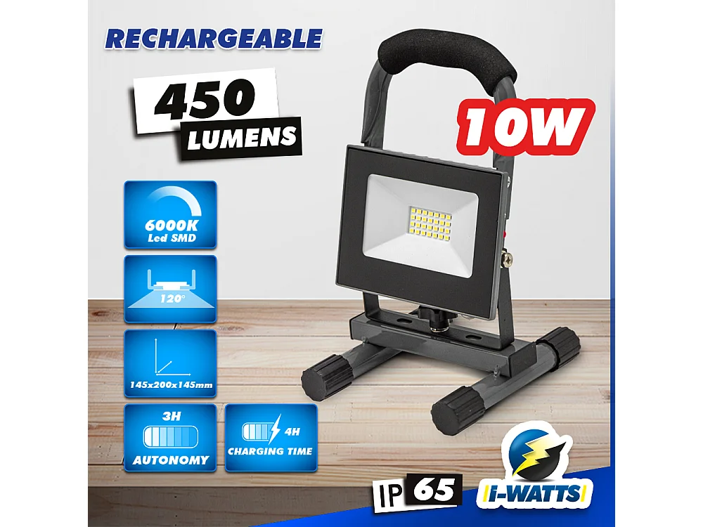 Projecteur led rechargeable 10W - I-Watts