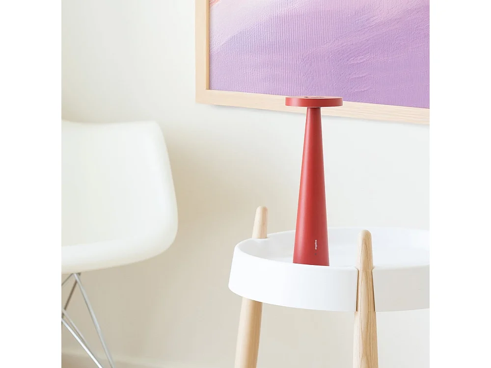 Lampe de table LED Zafferano Angelina blanche, rechargeable sans fil, tête réglable, tactile, design moderne intérieur