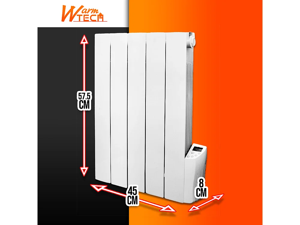 Radiateur inertie fluide 900 W 5 éléments - Warm Tech