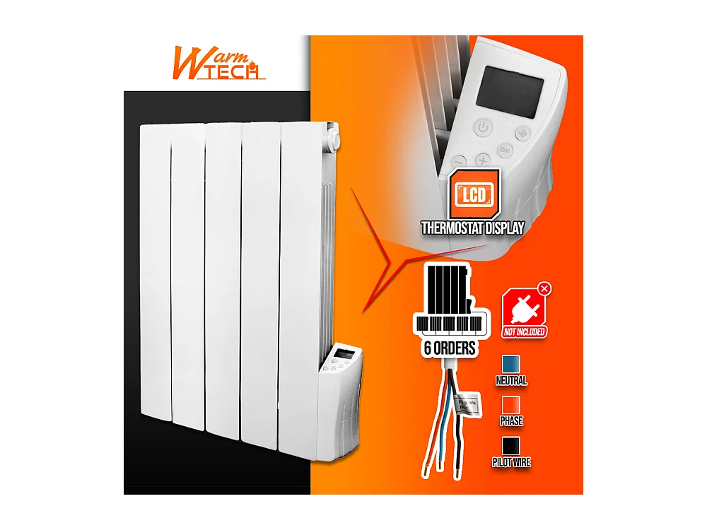 Radiateur inertie fluide 900 W 5 éléments - Warm Tech