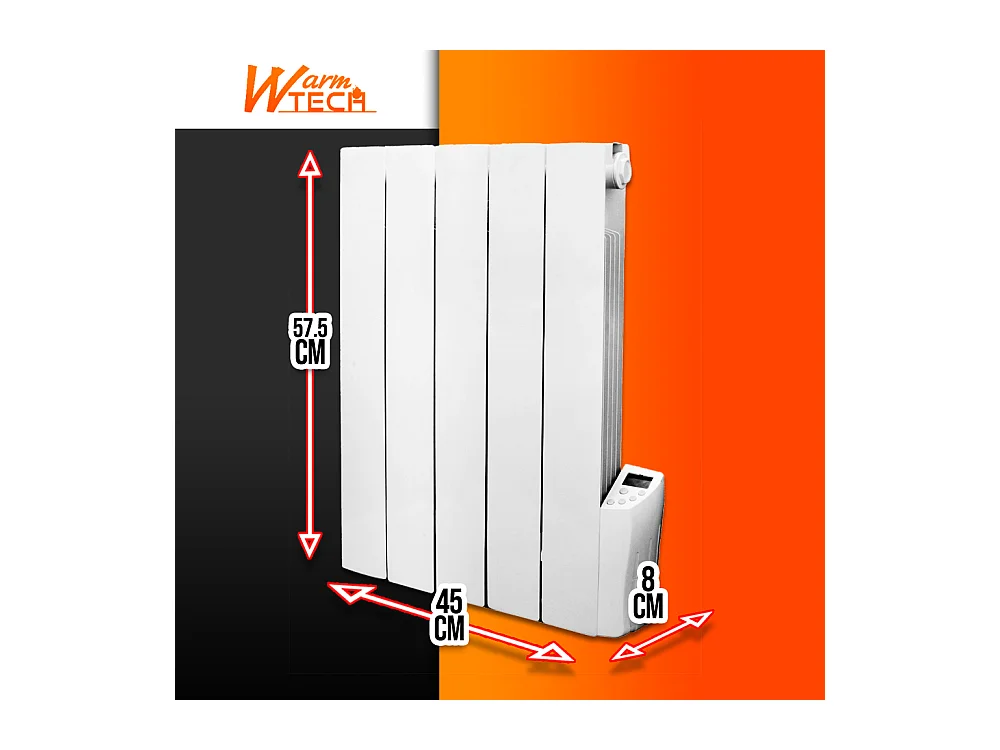 Radiateur inertie fluide 900 W 5 éléments - Warm Tech