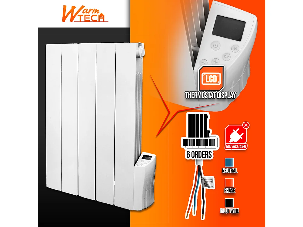 Radiateur inertie fluide 900 W 5 éléments - Warm Tech