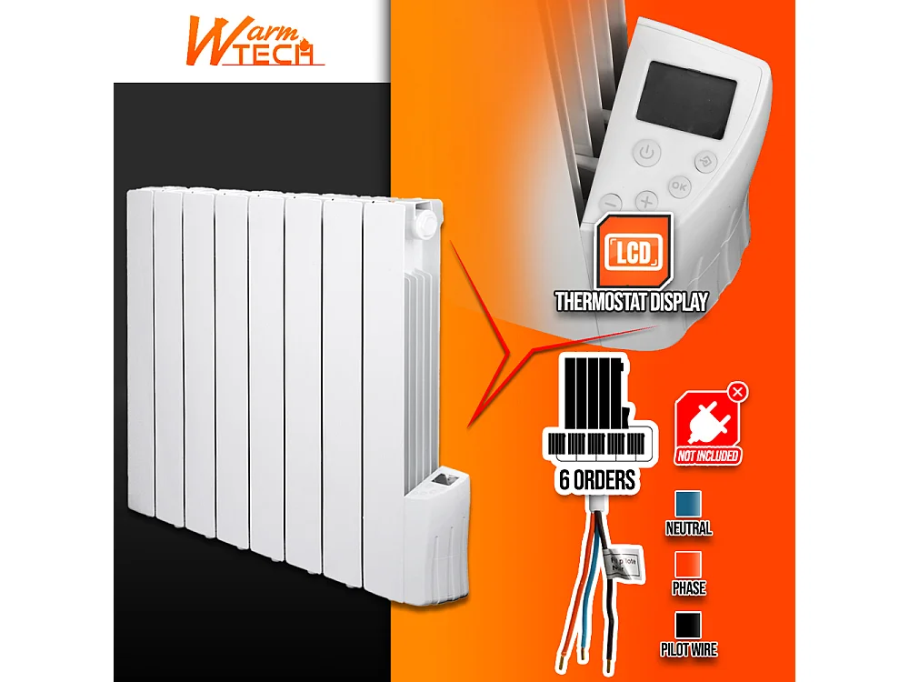 Radiateur à inertie fluide 1200W 8 éléments - Warm Tech