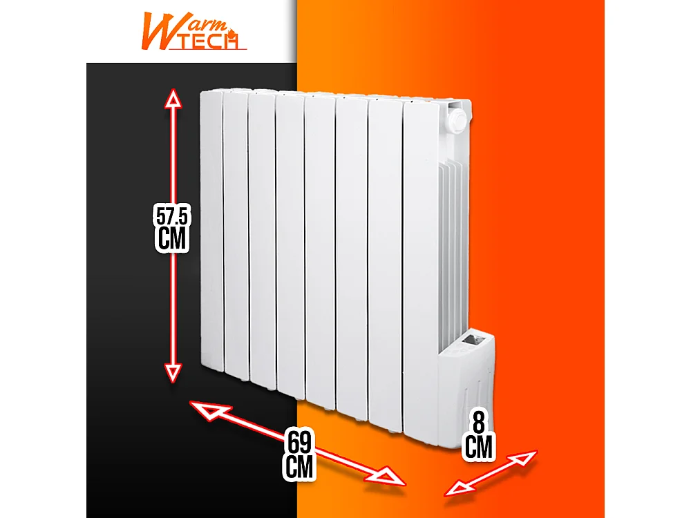 Radiateur à inertie fluide 1200W 8 éléments - Warm Tech