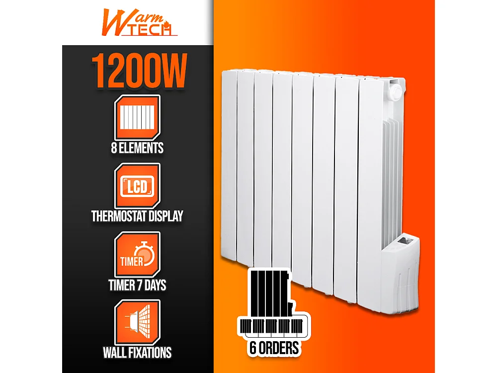 Radiateur à inertie fluide 1200W 8 éléments - Warm Tech