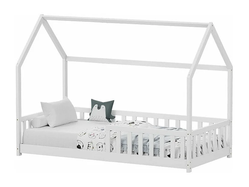 lit pour enfant avec barrières en bois de pin blanc 90x190 cm