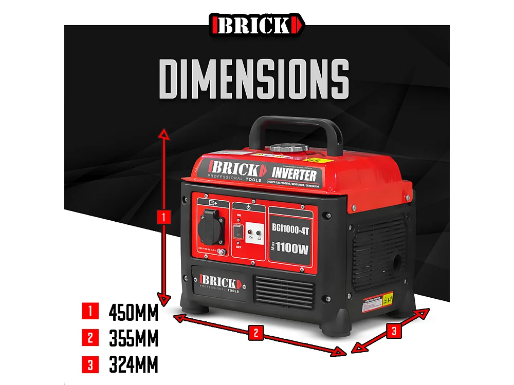 Groupe électrogène inverter max 1100W - 1 prise -  Brick
