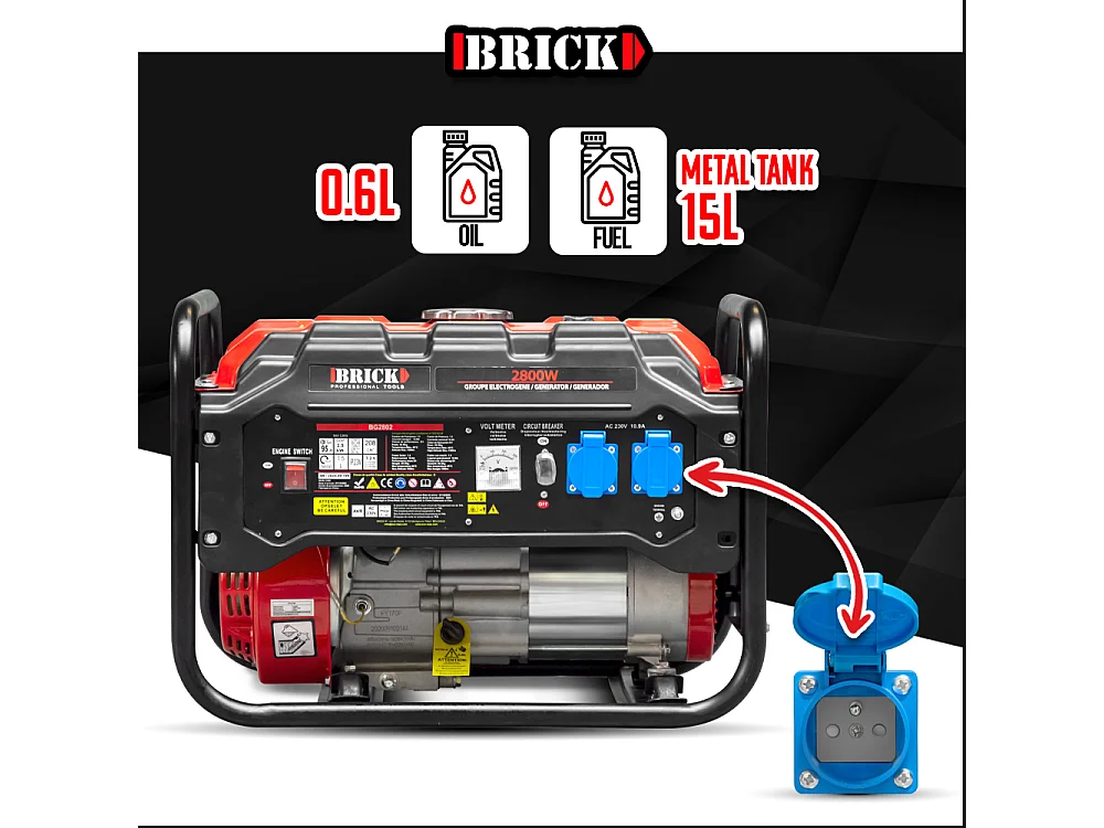 Stroomgenerator 2800W - Benzine - Brick