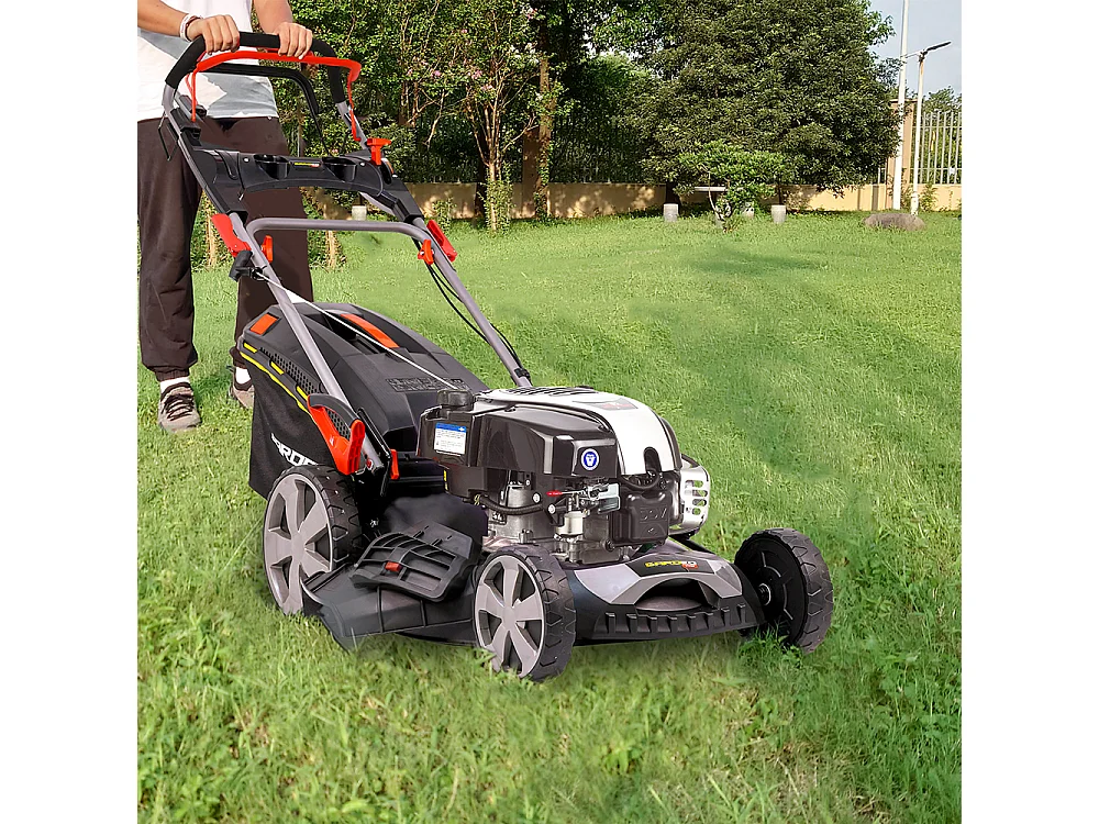 Tondeuse thermique tractée 161CC avec moteur Briggs and Stratton, mulching et éjection latérale - Gardeo Pro