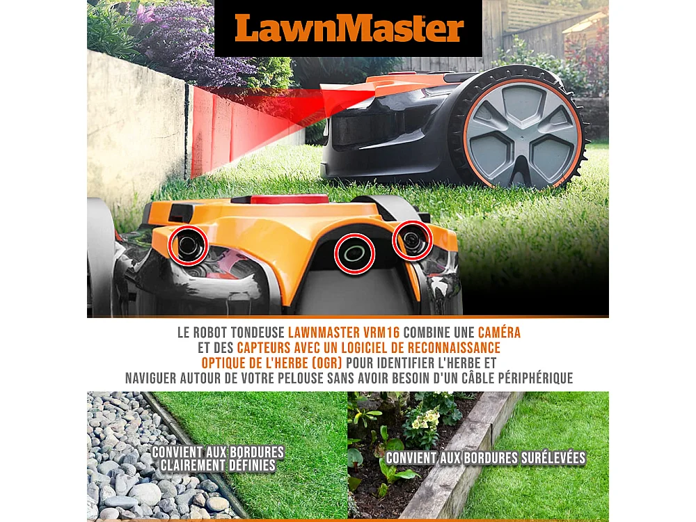 Robot tondeuse autonome 24V sans fil périmétrique - Le robot le plus simple du marché + Coupe bordures 24v et 2 batteries.