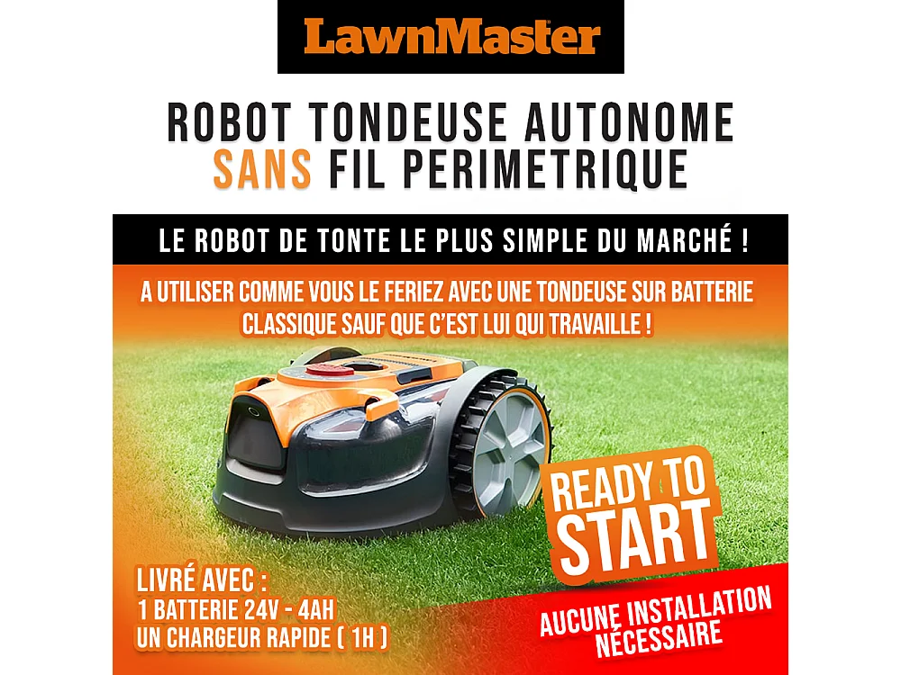 Robot tondeuse autonome 24V sans fil périmétrique - Le robot le plus simple du marché