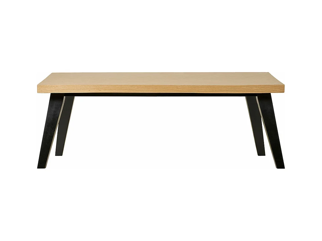 Mesa de centro chapada en roble con diseño en espiga 60 x 120 x 42 cm