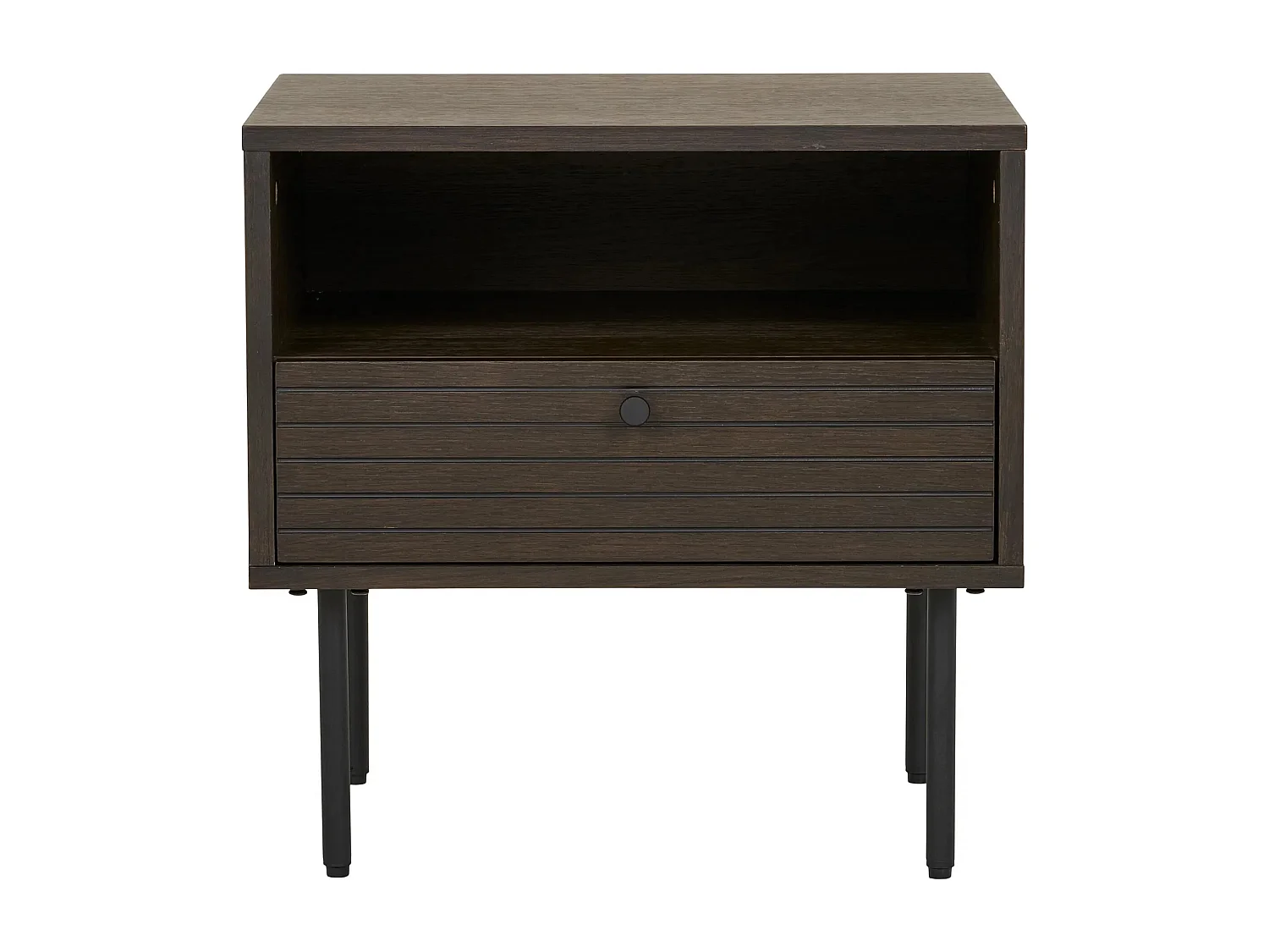 Table d'appoint 1 tiroir KYOTO – Chêne & métal noir-Marron