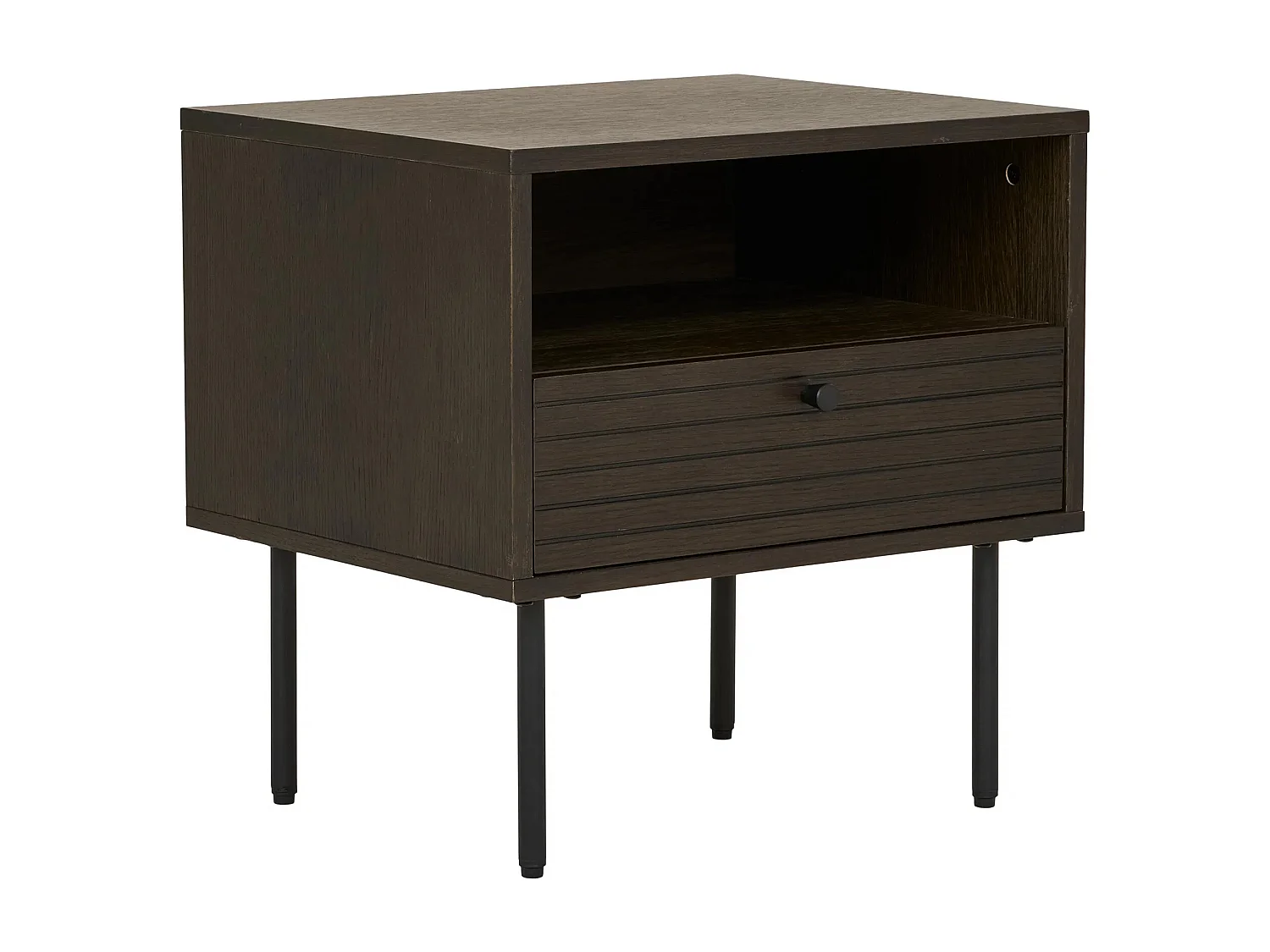 Table d'appoint 1 tiroir KYOTO – Chêne & métal noir-Marron