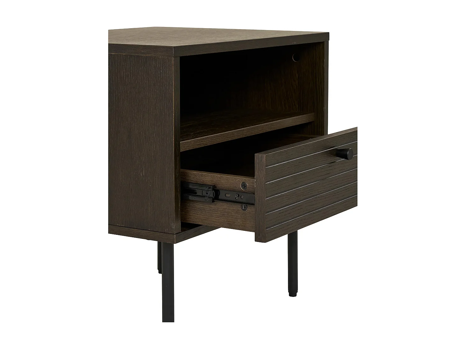 Table d'appoint 1 tiroir KYOTO – Chêne & métal noir-Marron