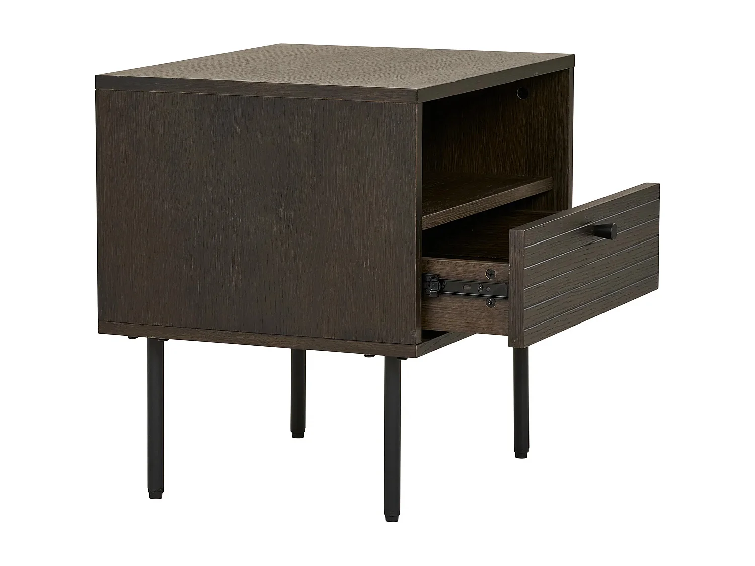 Table d'appoint 1 tiroir KYOTO – Chêne & métal noir-Marron