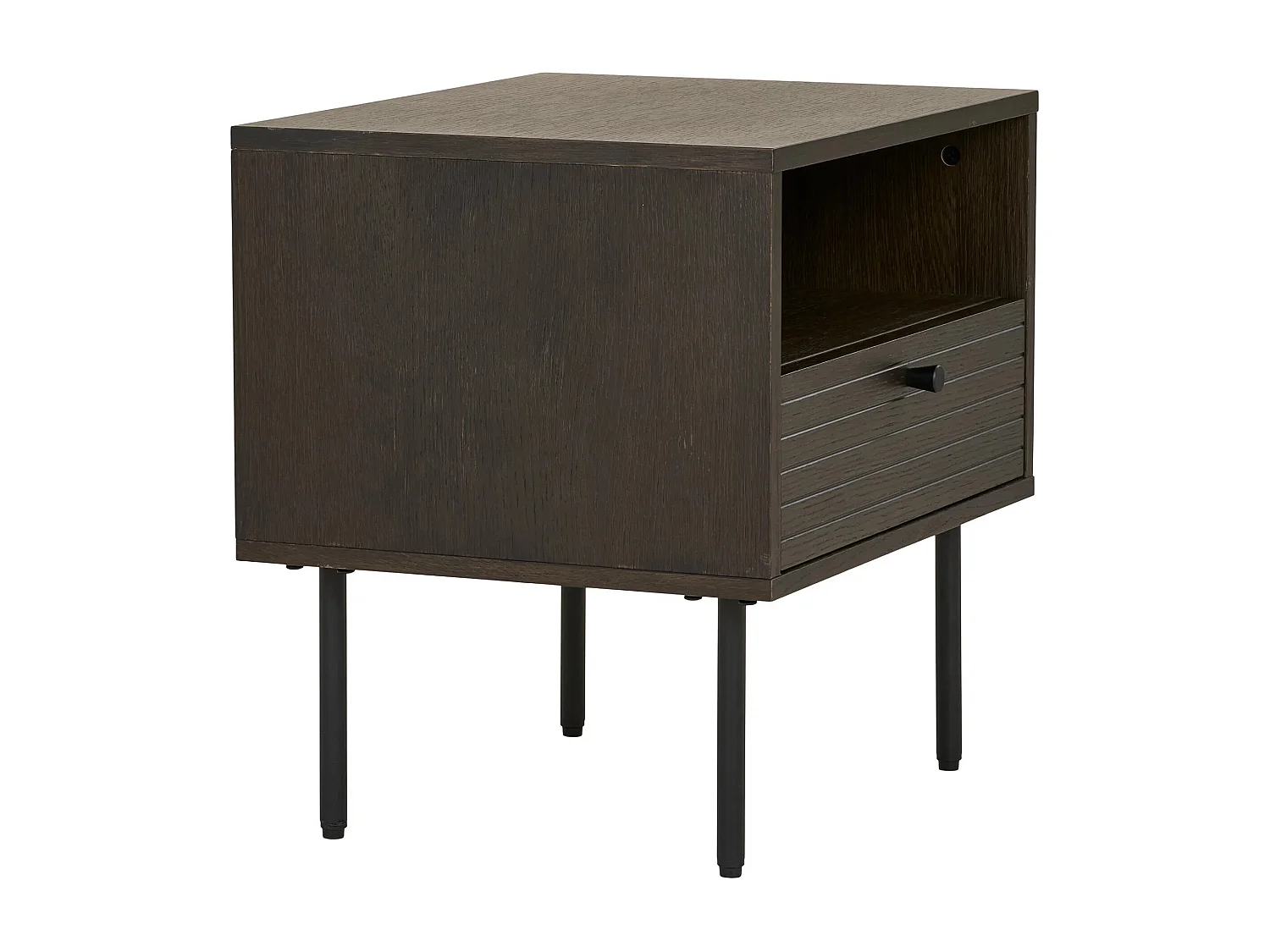 Table d'appoint 1 tiroir KYOTO – Chêne & métal noir-Marron