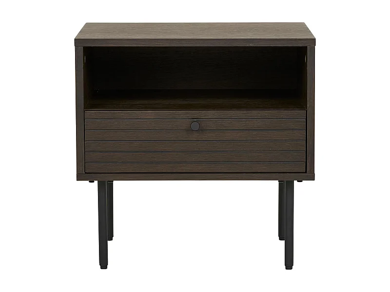 Table d'appoint 1 tiroir KYOTO – Chêne & métal noir-Marron