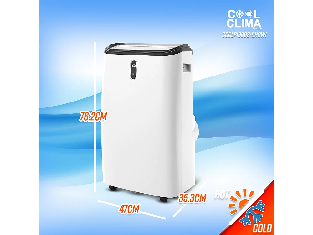 Climatiseur mobile réversible chaud/froid 16000BTU  4.7KW avec fonction Wifi et télécommande - Cool Clima