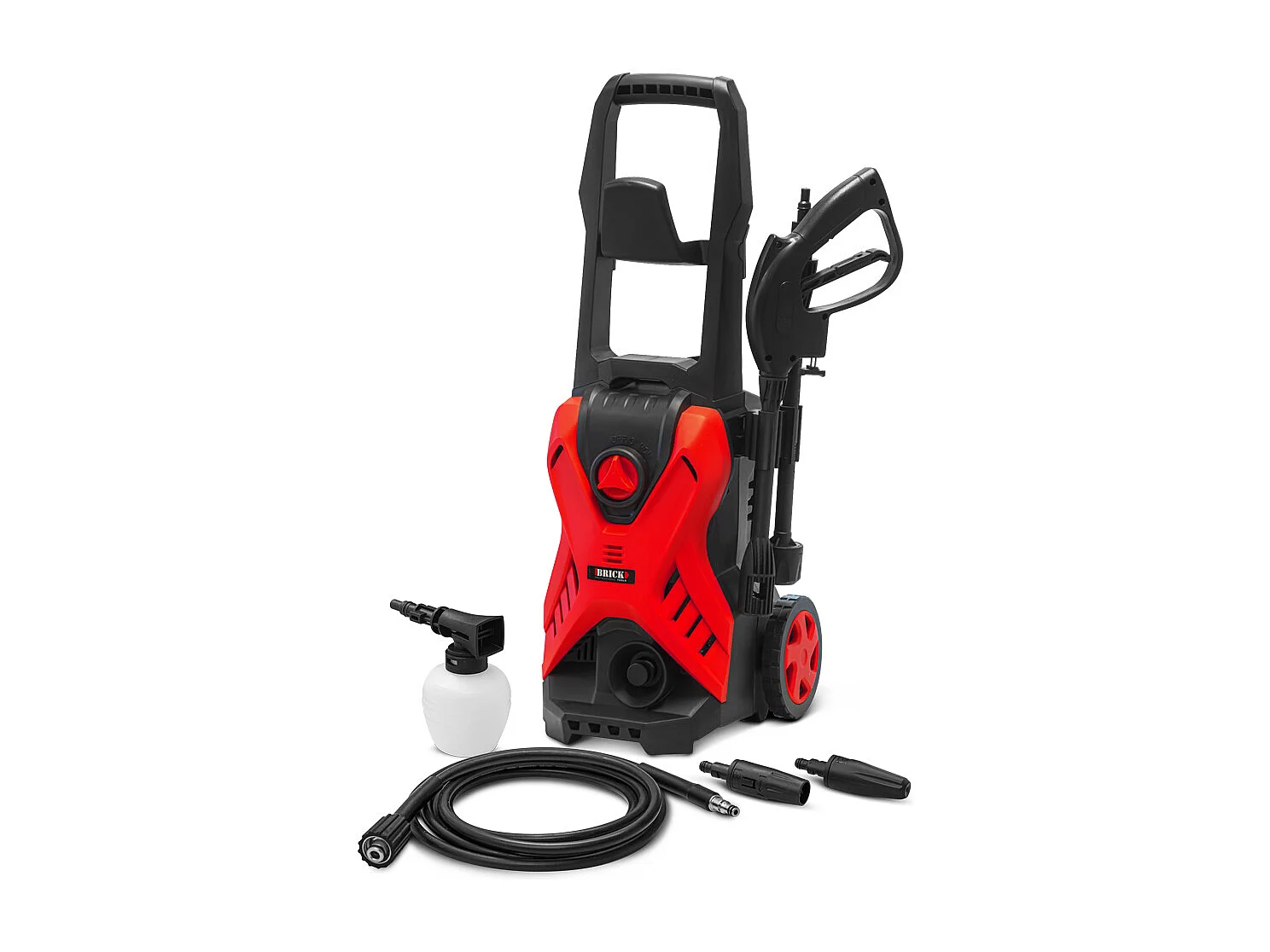Nettoyeur haute pression 1700W - 135 bars sur roues - Buse turbo et buse rotative - Brick
