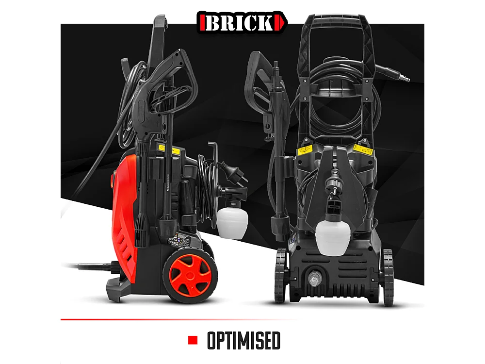 Nettoyeur haute pression 1700W - 135 bars sur roues - Buse turbo et buse rotative - Brick