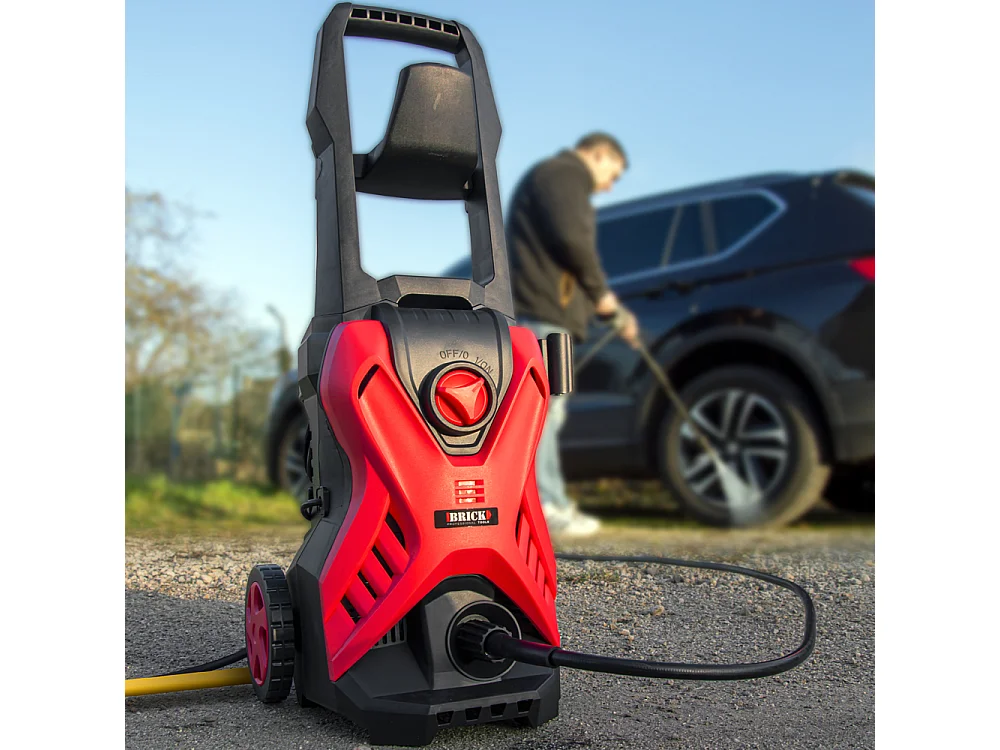 Nettoyeur haute pression 1700W - 135 bars sur roues - Buse turbo et buse rotative - Brick
