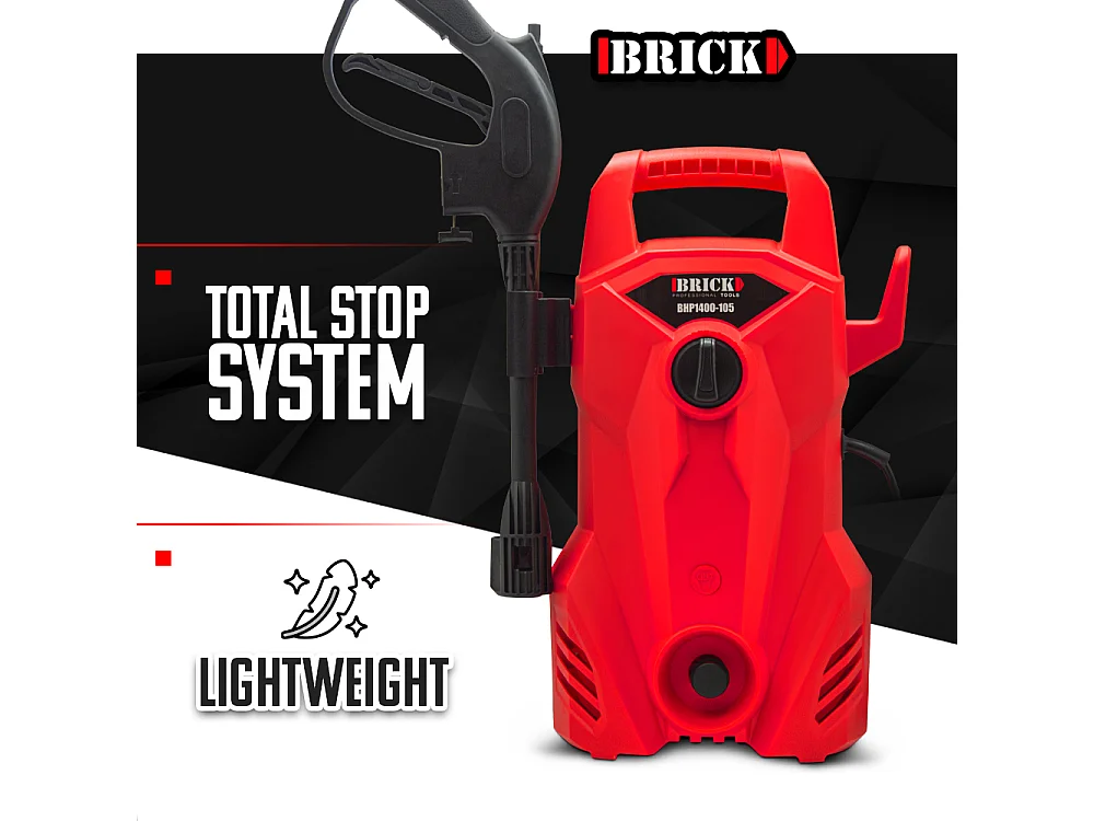 Nettoyeur haute pression 1400W - 105 bars - Buse turbo et buse rotative - Brick