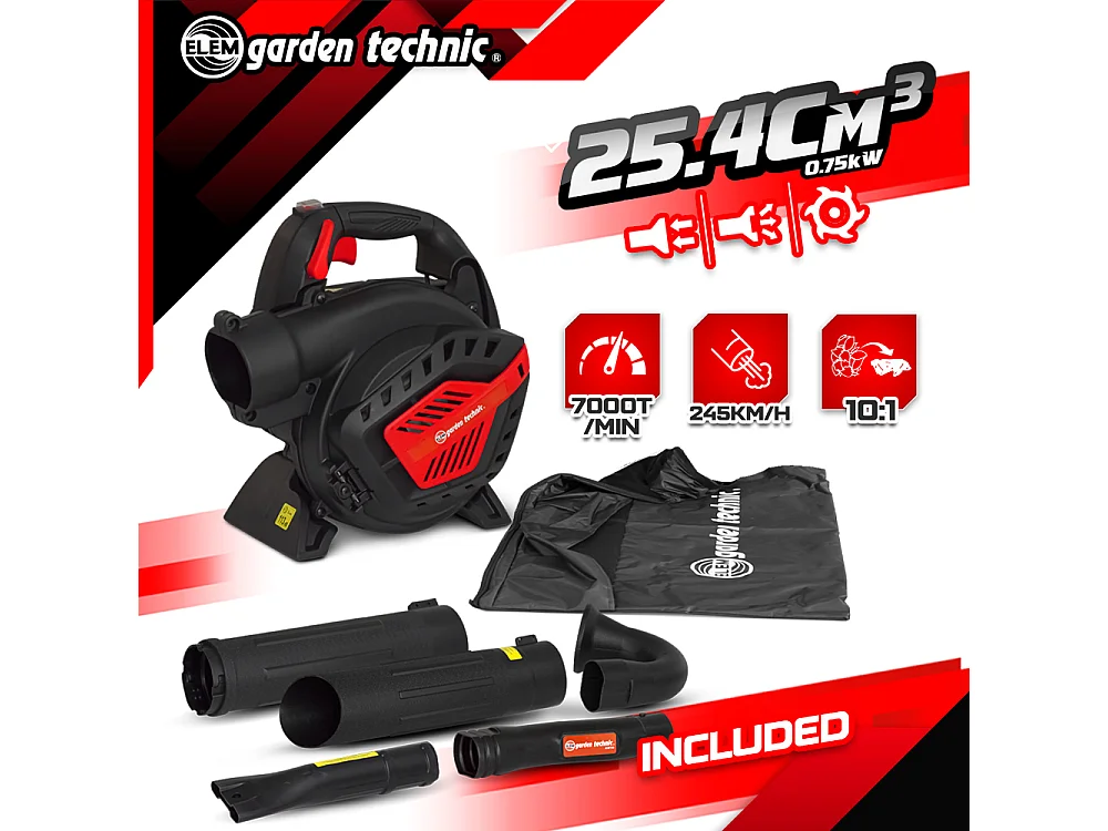 Aspirateur souffleur broyeur thermique 25.4CC - Elem Garden