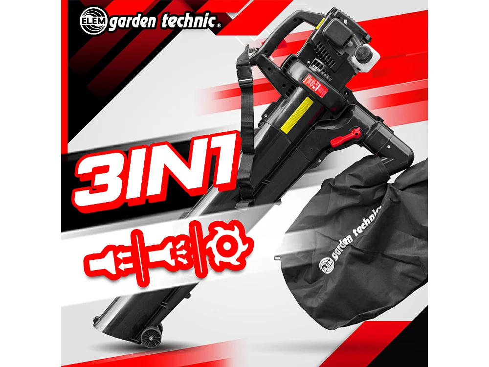 Aspirateur souffleur broyeur thermique 30CC, 200 km/h, 40 litres