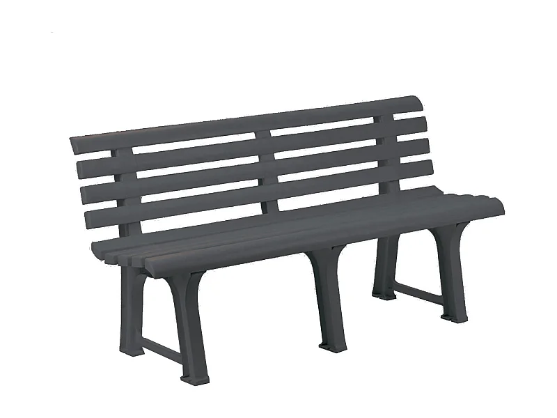 Banco para jardín Orchidea resina con respaldo antracita 145x49x74 cm