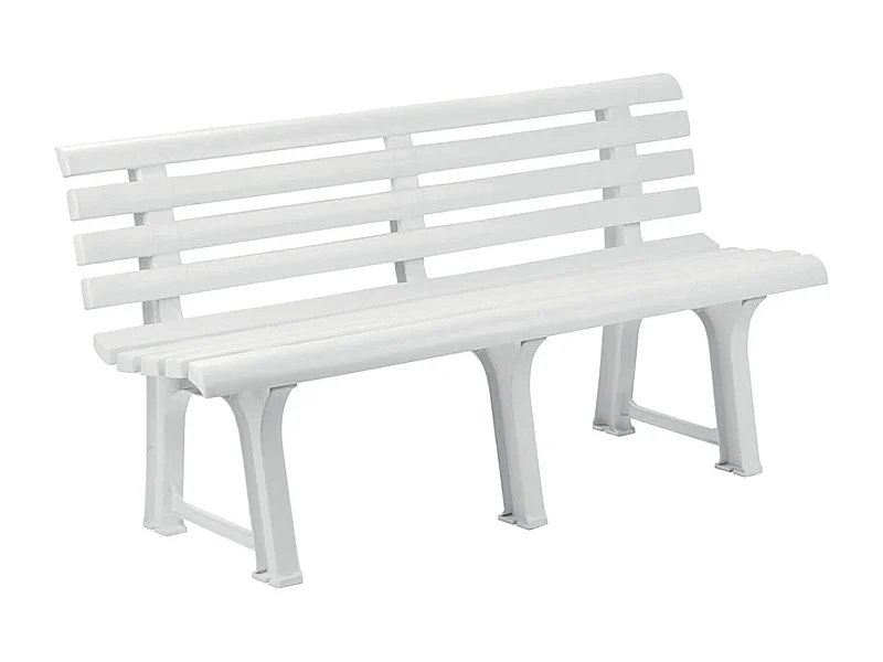 Banco para jardín Orchidea resina con respaldo blanco 145x49x74 cm