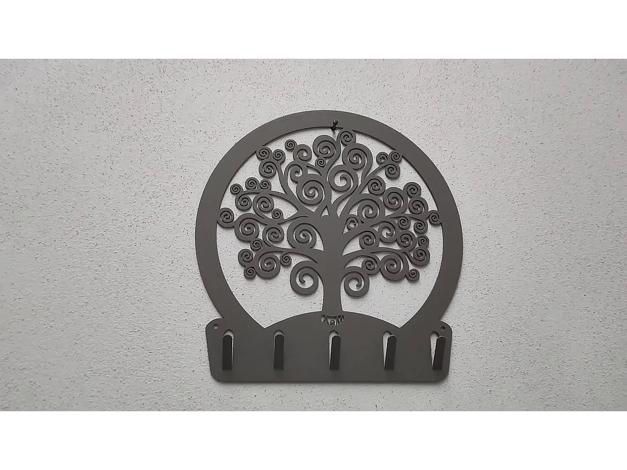 Porte-clés mural Arbre de Vie en Boue Design Moderne en Acier, 5 Crochets, Décoratif pour Entrée et Bureau Fabriqué en Italie
