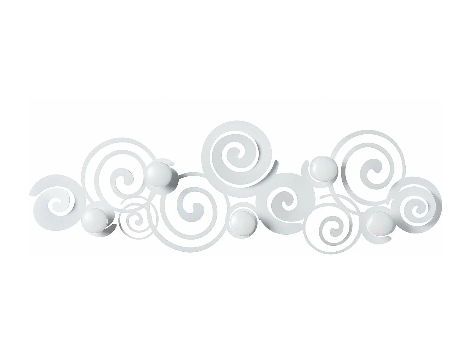 Cabide de parede moderno Orfeo branco com 6 ganchos, ferro elegante, ideal para entrada, quarto e banheiro, feito na Itália