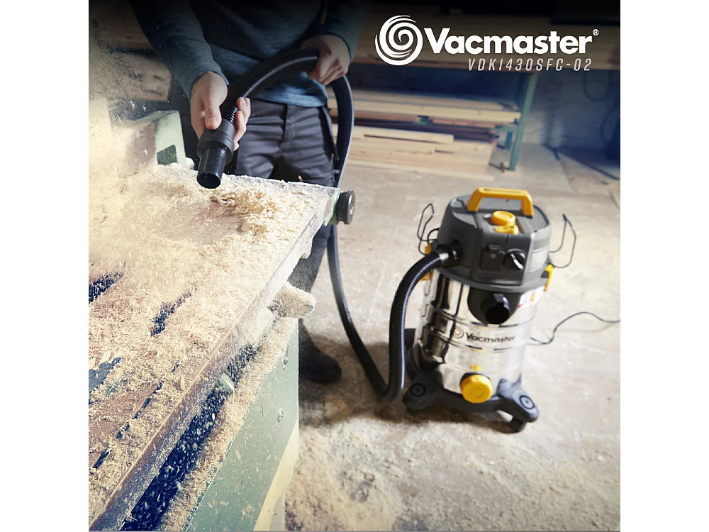 Aspirateur eau et poussières 1400W avec fonction décolmatage - 30L inox - 24 Kpa avec soufflerie et vidange de la cuve